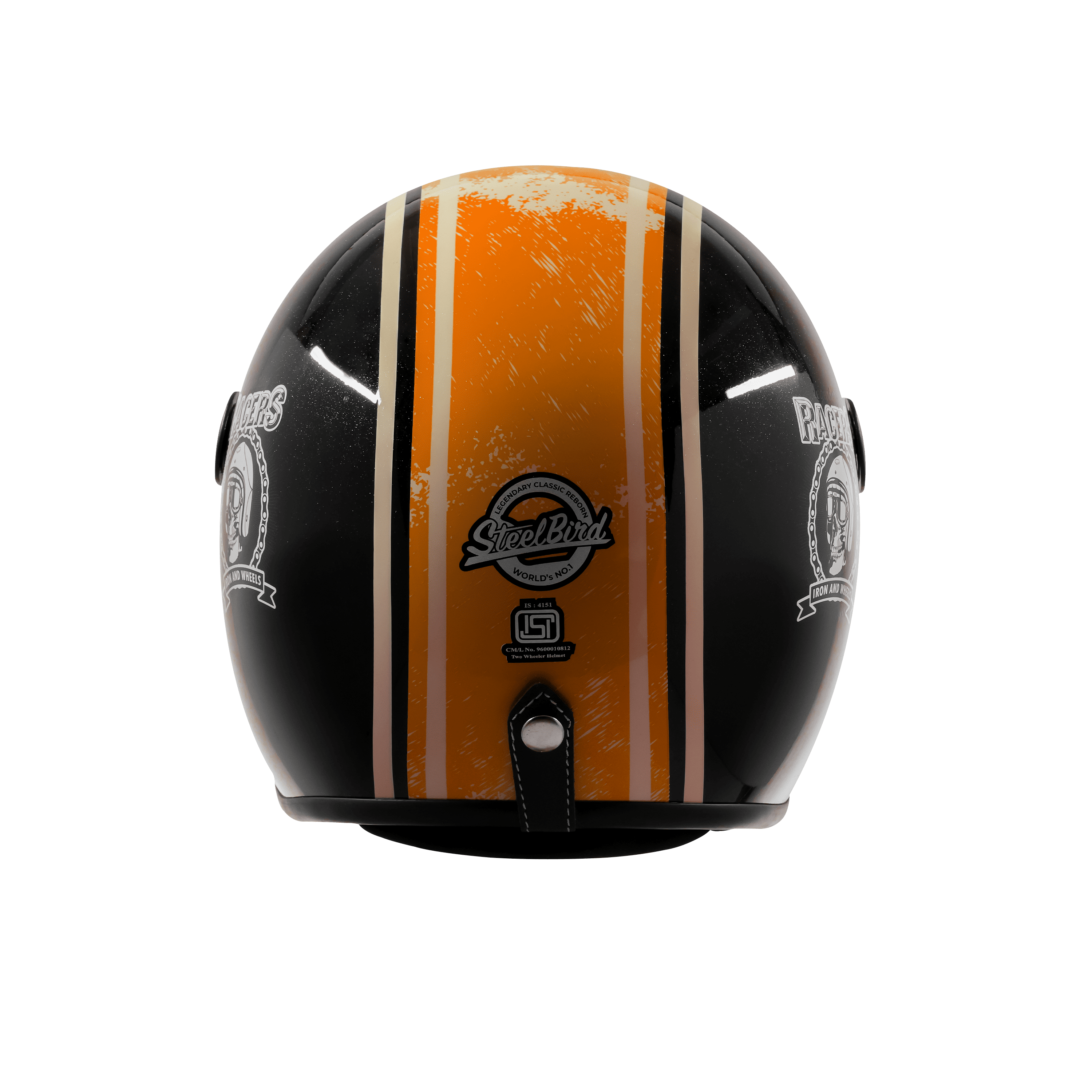 SBH-56 VINTAGE RACERS MAT BLACK WITH ORANGE